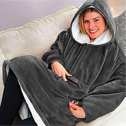 Huggle Κουβέρτα  Φούτερ Βελουτέ one size με Μανίκια και Κουκούλα
