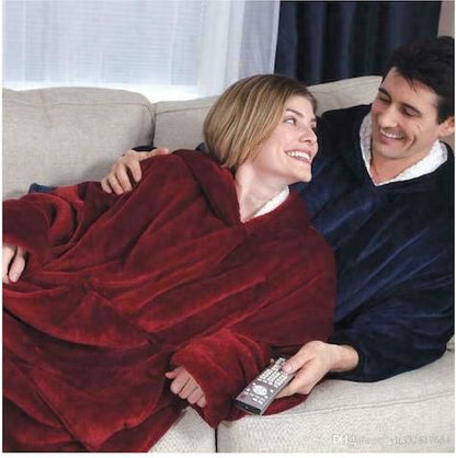 Huggle Κουβέρτα  Φούτερ Βελουτέ one size με Μανίκια και Κουκούλα