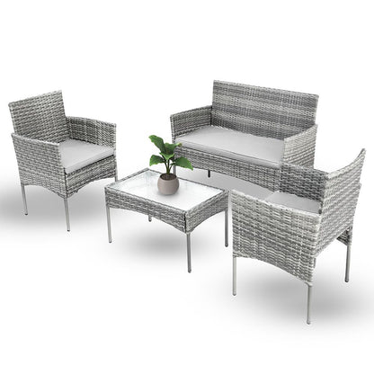 Σετ Σαλόνι Κήπου Martin 4 Τεμαχίων Γκρι – Μοντέρνο Design από Συνθετικό Rattan & Μέταλλο